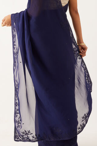 Blue Viscose Organza Applique Saree thumbnail image number null