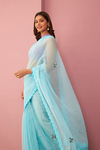 Blue Pure Kota Embroidered Saree
