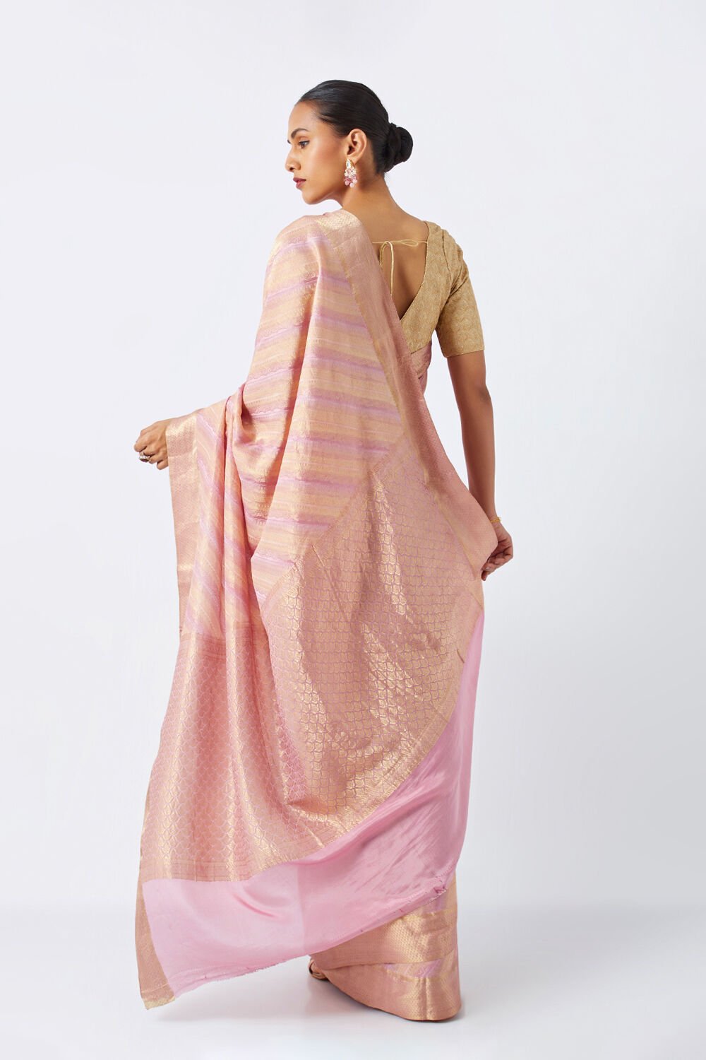 Light Pink Pure Crepe Woven Saree image number null
