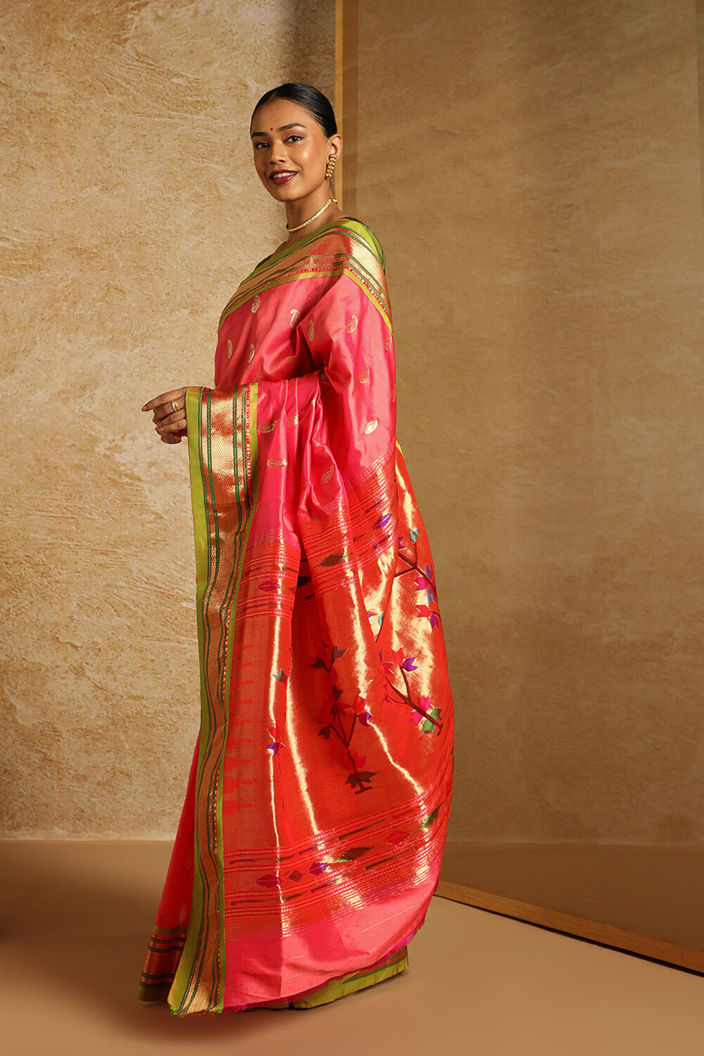 Pink Pure Silk Paithani Saree image number null