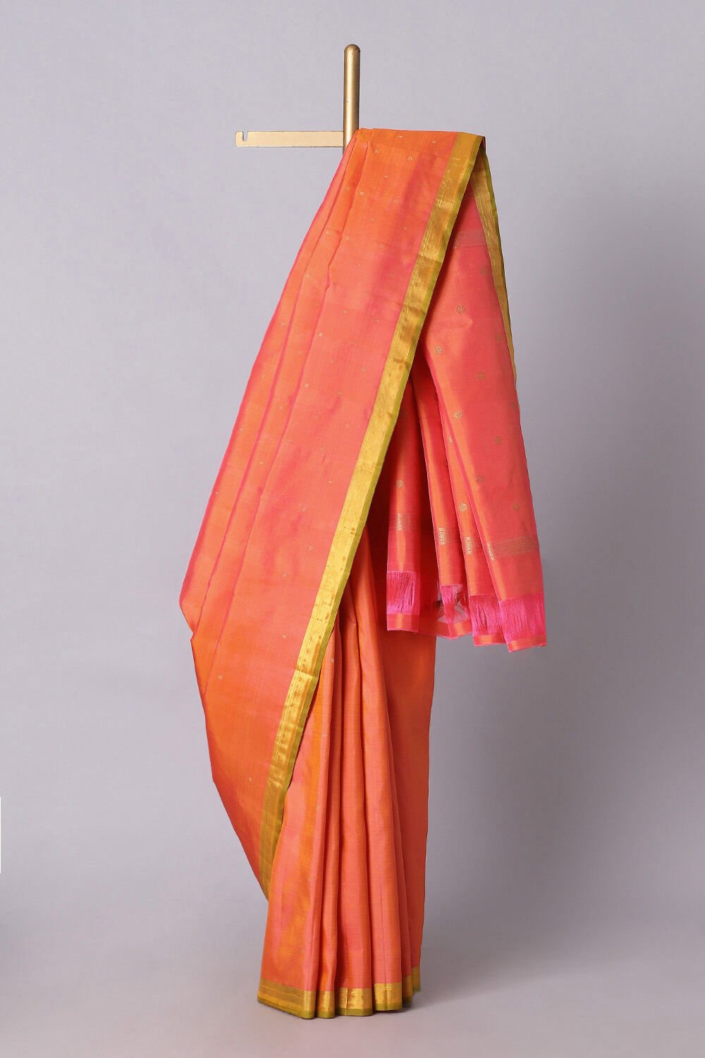Dark Orange Pure Silk Kanjivaram Saree image number null