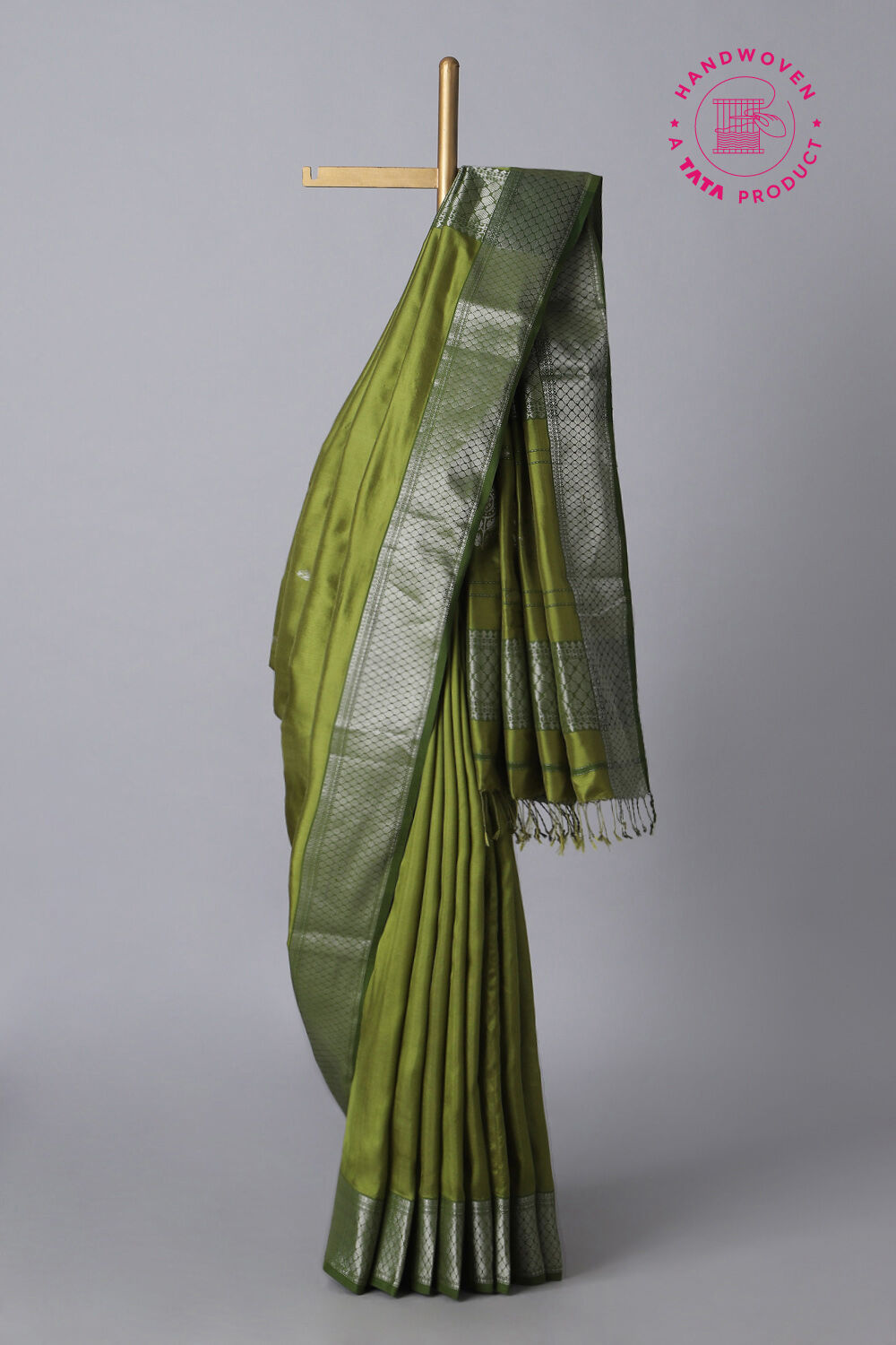 Green Pure Silk Maheswari Saree image number null