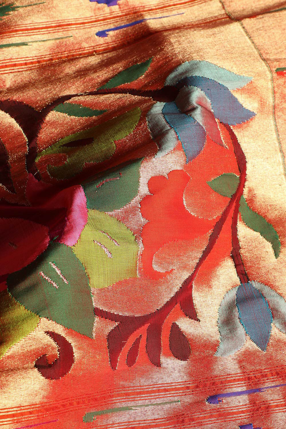 Orange Tapestry Pure Silk Paithani Saree image number null