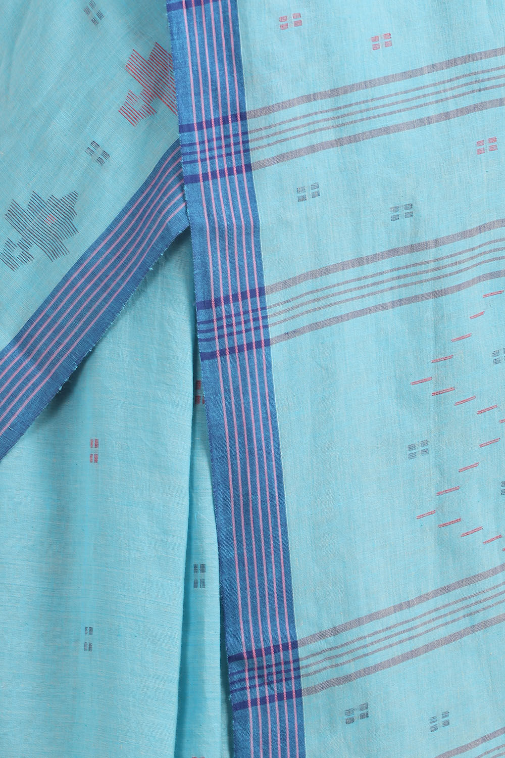 Blue Pure Khadi Cotton Jamdani Saree image number null