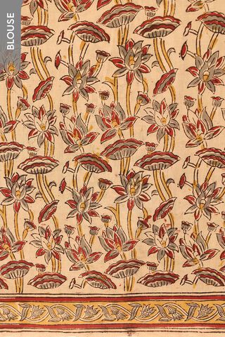 Black Printed Kalamkari Machilipatnam Pure Cotton Saree thumbnail image number null