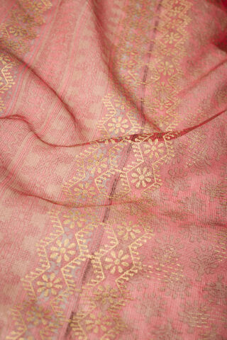 Light Red Bengal Pure Silk Cotton Block Printed Saree thumbnail image number null