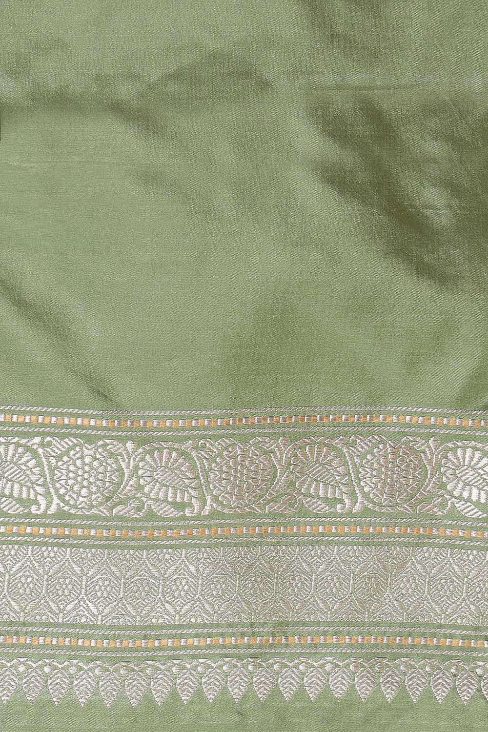 Light Green Pure Silk Banarasi Saree image number null