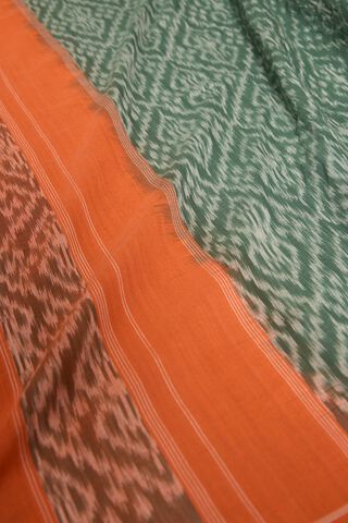 Dark Green Pure Cotton Ikat Saree thumbnail image number null