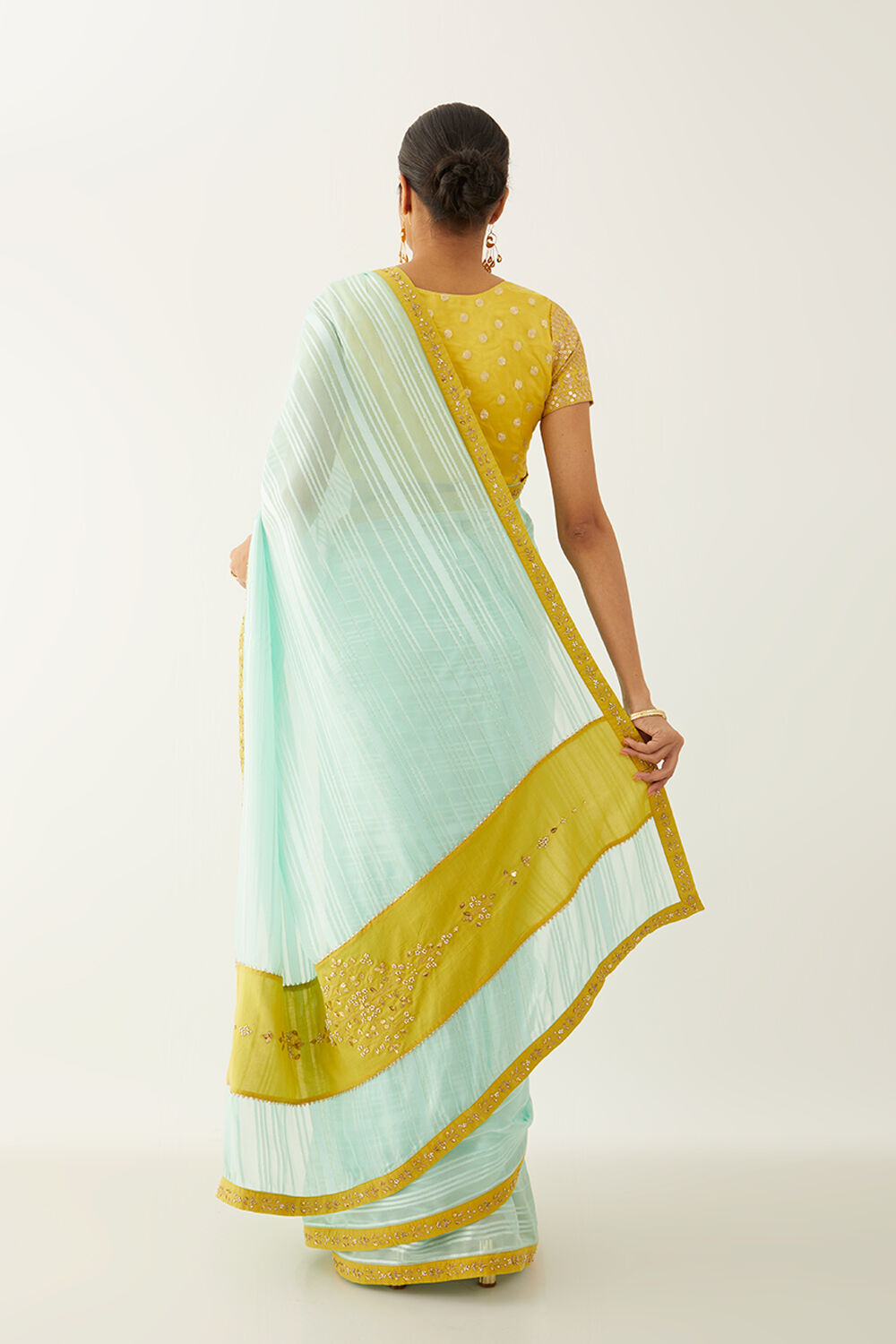 Light Blue Viscose Georgette Gota Patti Saree image number null