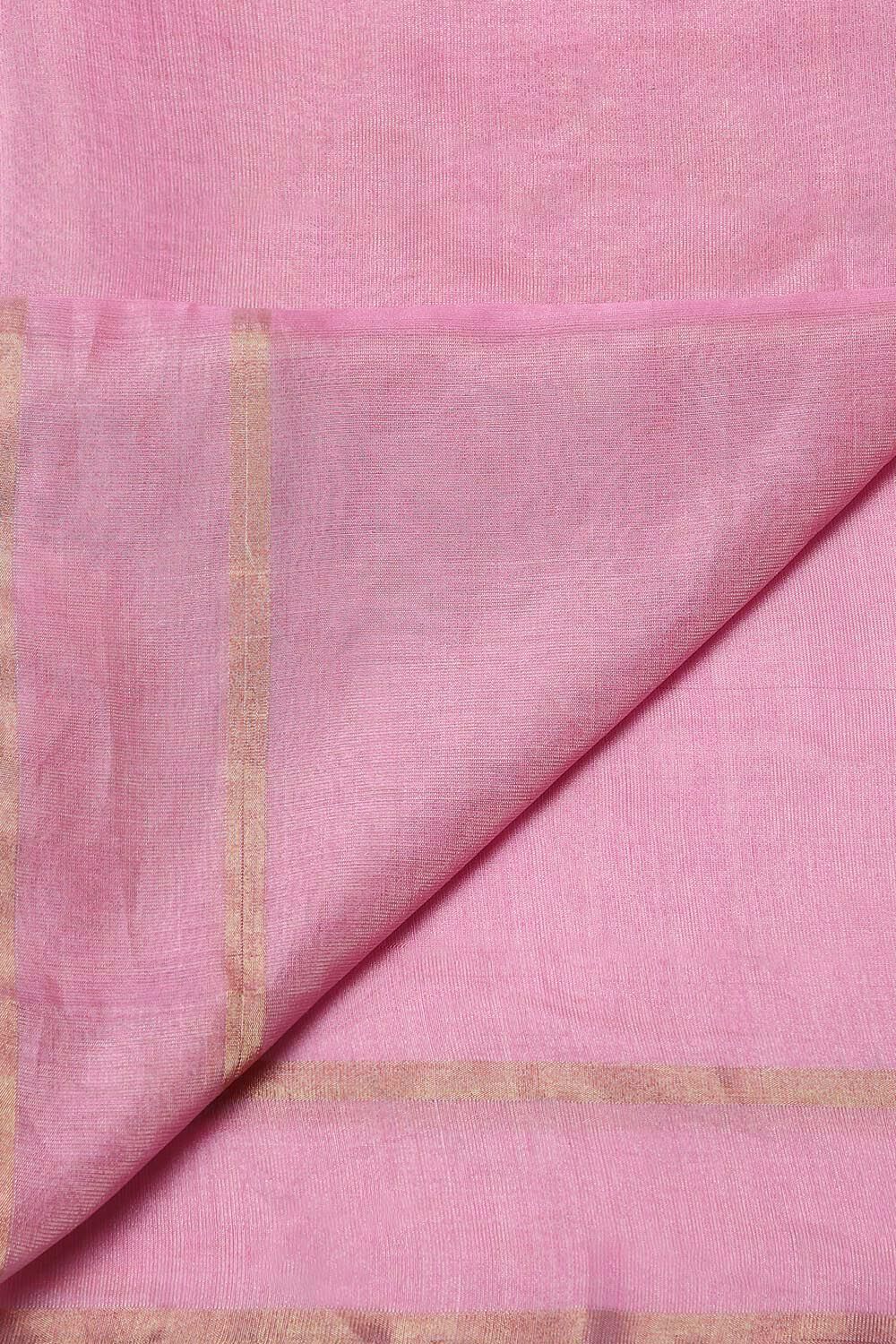 Light Pink Pure Cotton Tissue Chanderi Saree image number null