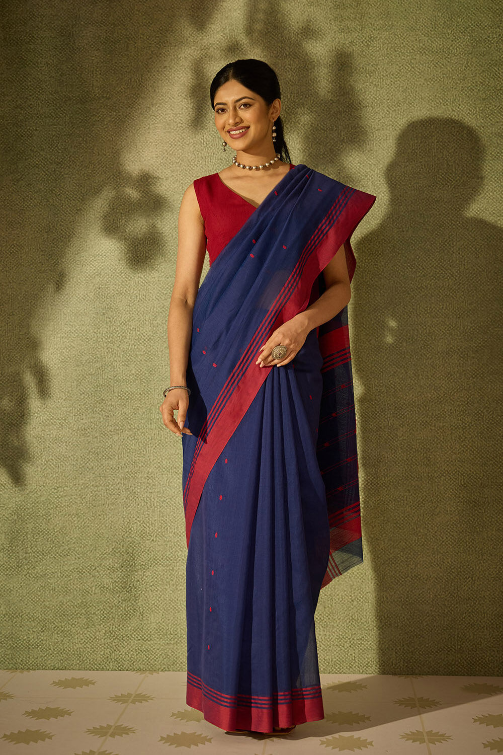 Dark Blue Woven Pure Silk Cotton Chanderi Saree image number null
