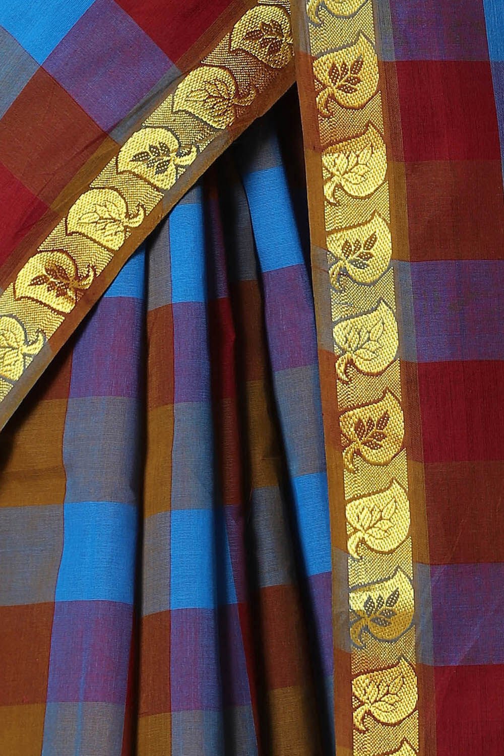 Blue Pure and Brown Cotton Chettinad image number null