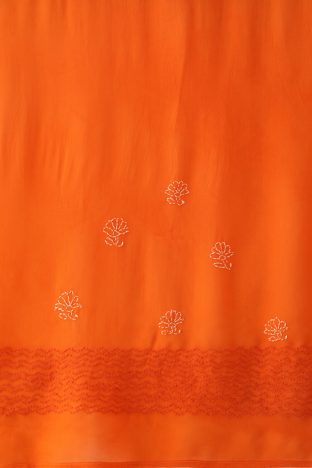 Orange Pure Silk Georgette Lucknow Chikankari Saree image number null
