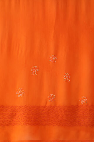 Orange Pure Silk Georgette Lucknow Chikankari Saree thumbnail image number null