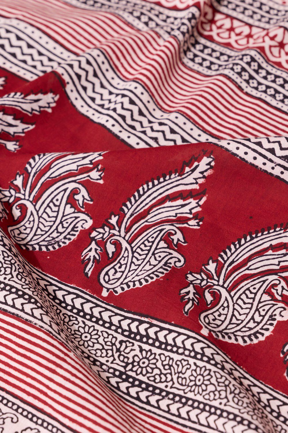 Red Bagh Block Printed Pure Cotton Saree image number null