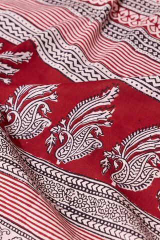 Red Bagh Block Printed Pure Cotton Saree thumbnail image number null