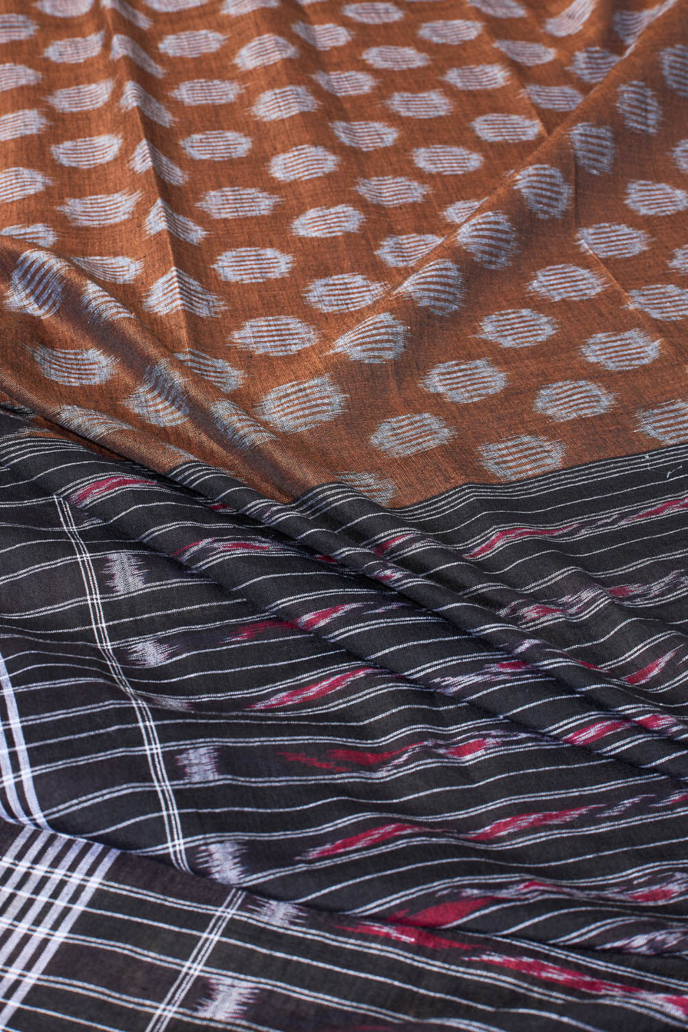 Brown Odisha Pure Cotton Ikat Saree image number null
