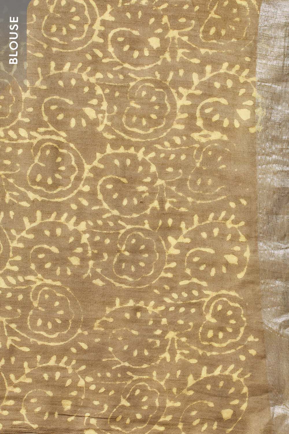 Brown Block Printed Cotton Viscose Saree image number null