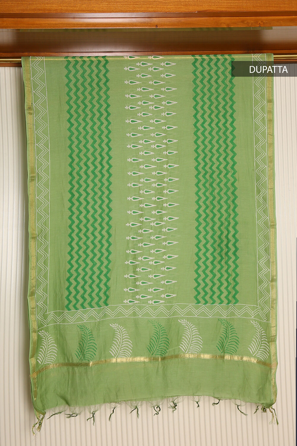 Blue Green Pure Silk Cotton Suit Set image number null