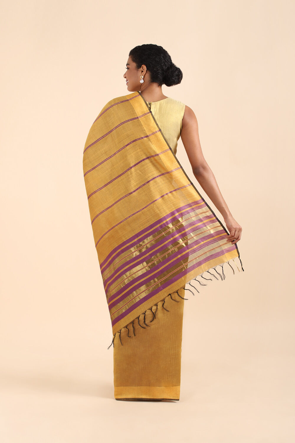 Yellow Pure Silk Viscose Bhagalpuri Saree image number null