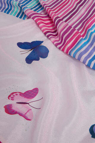 Pink Printed Viscose Crepe Saree thumbnail image number null