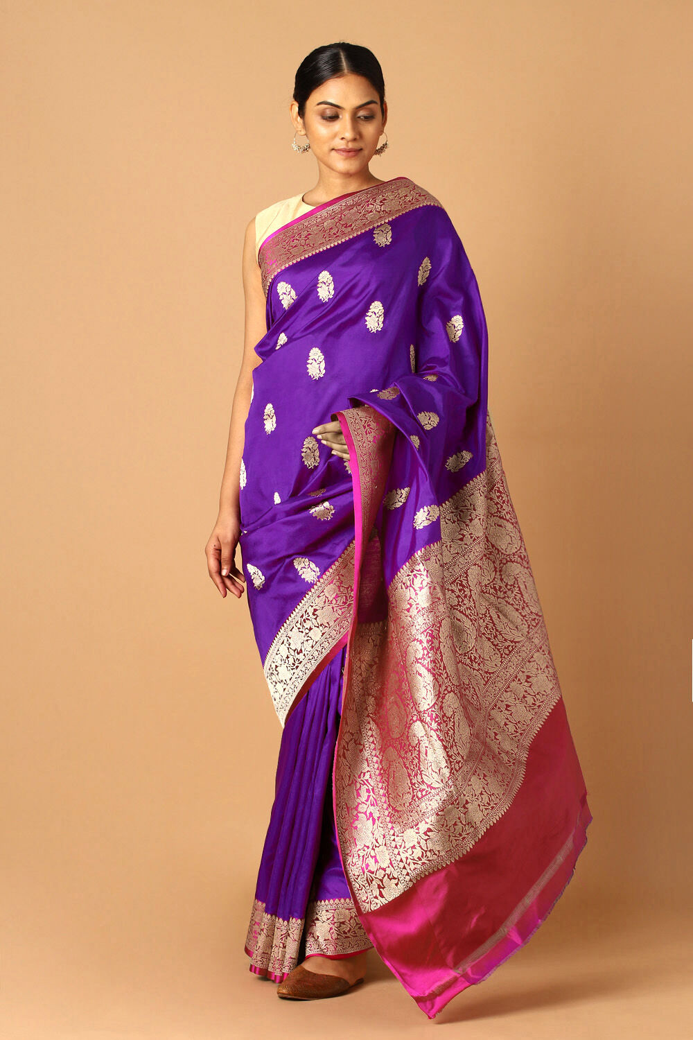 Purple Pure Silk Banarasi Saree image number null