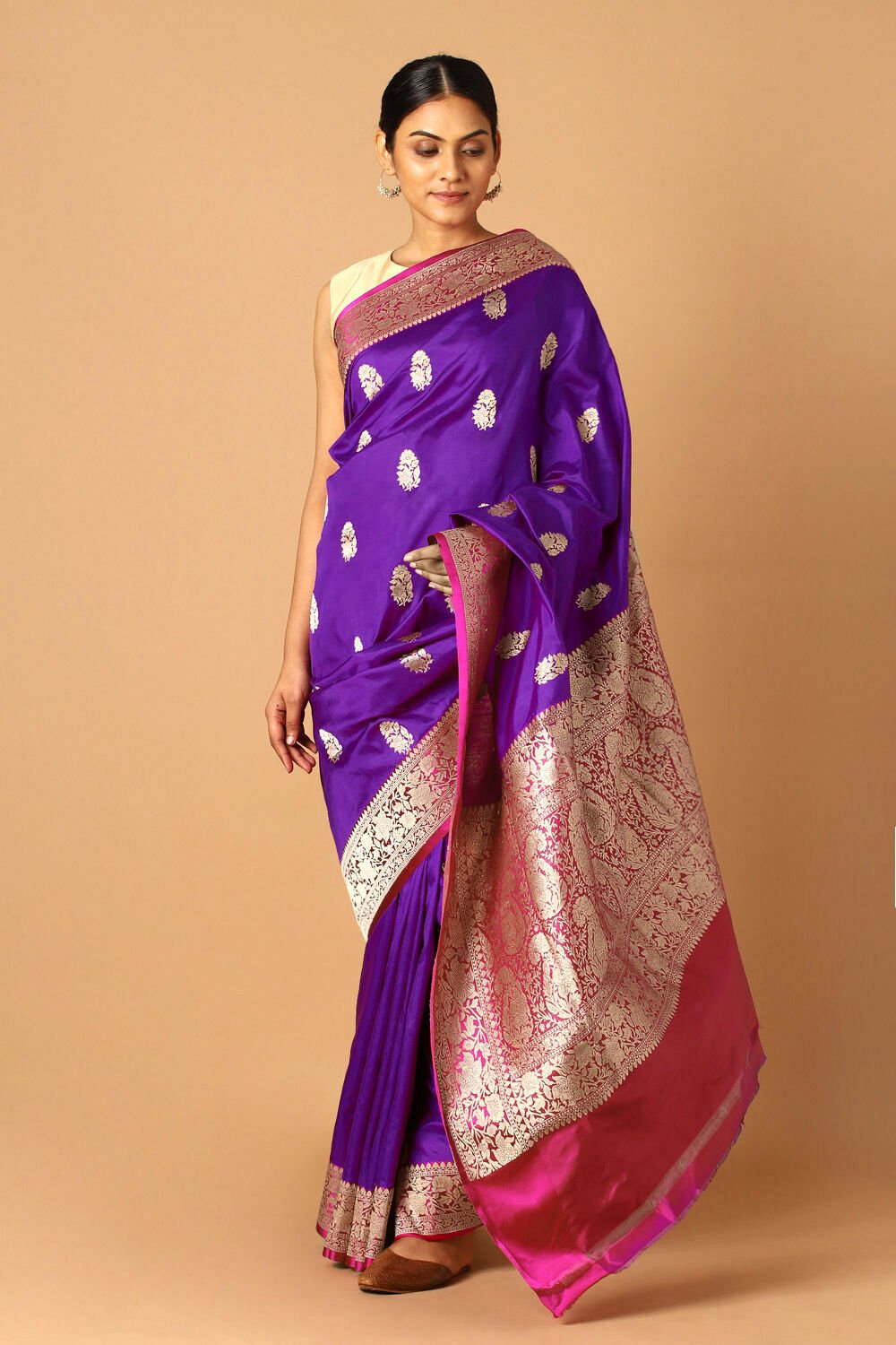 Purple Pure Silk Banarasi Saree image number null