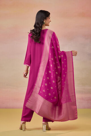 Dark Pink Brocade Pure Viscose Kurta Set thumbnail image number null