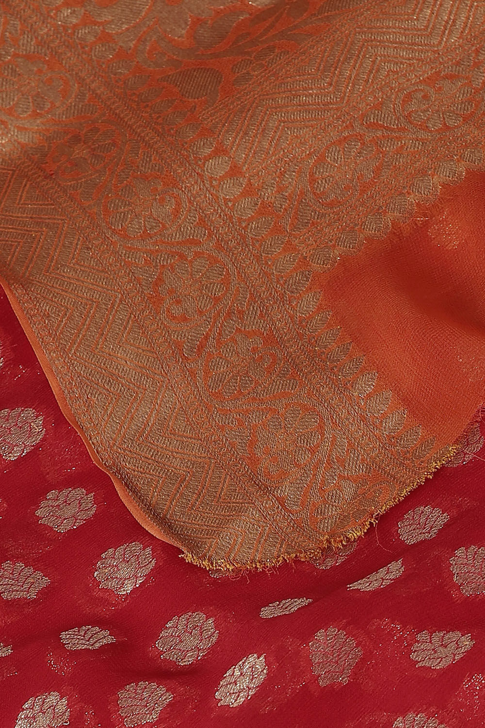 Red Viscose Pure Georgette Banarasi Saree image number null