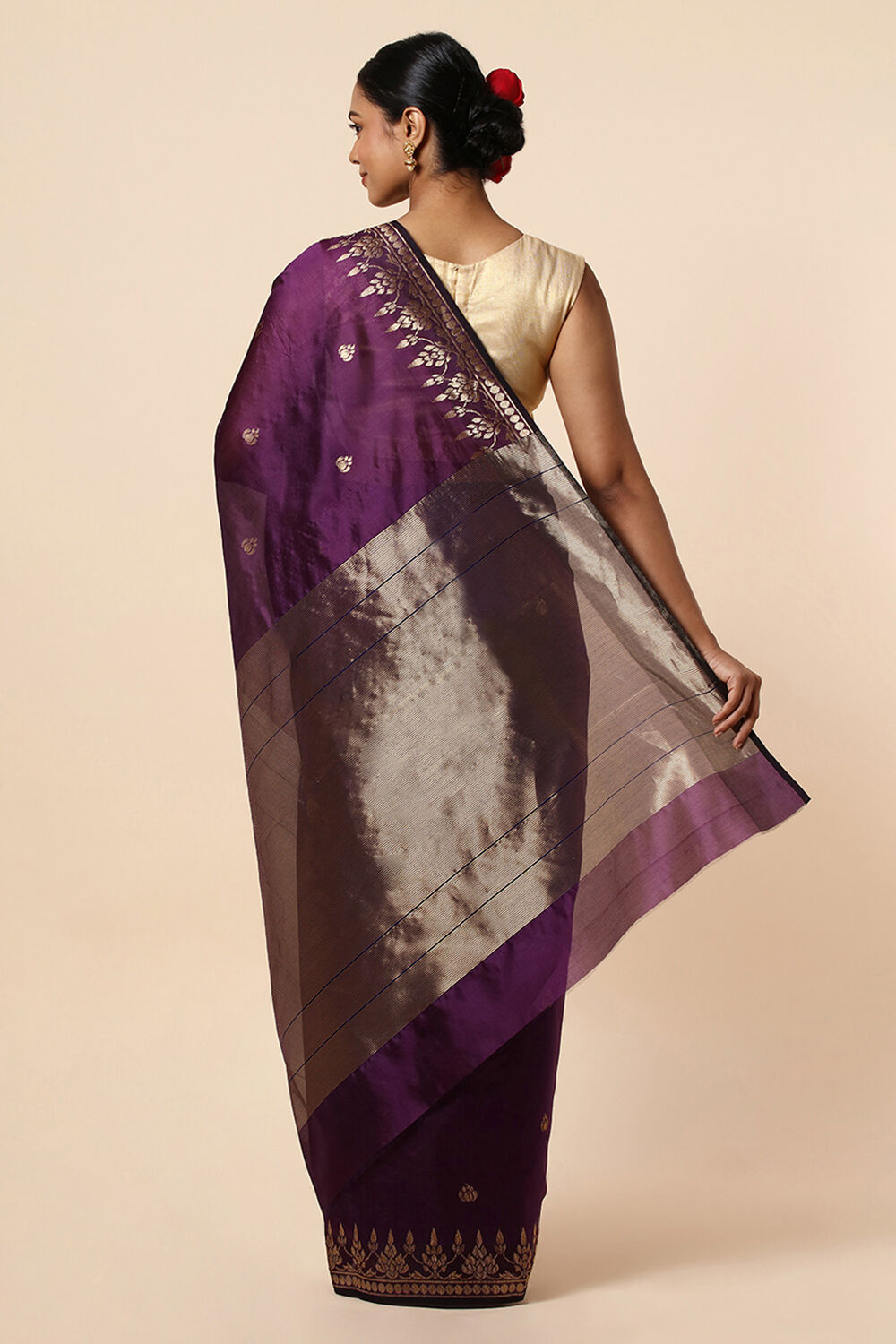 Purple Pure Silk Chanderi Saree image number null