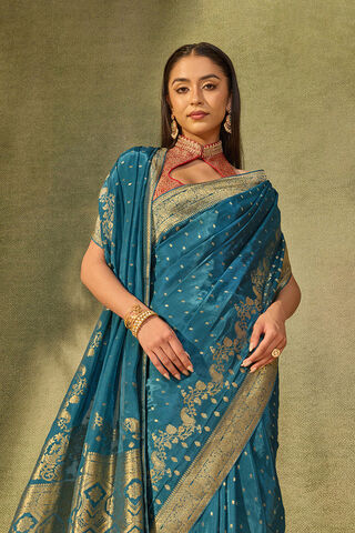 Blue Woven Pure Viscose Saree image number