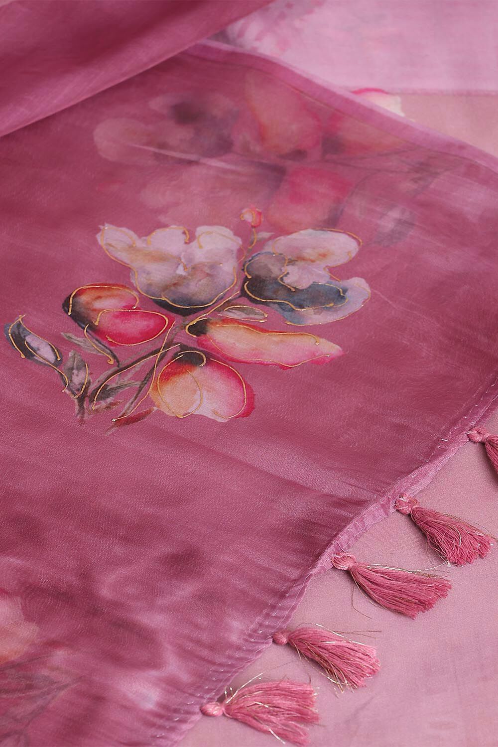 Pink Pure Embroidered Saree image number null