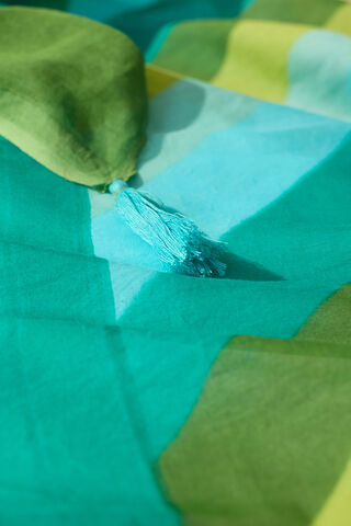 Blue Bengal Screen Printed Pure Cotton Mulmul Saree thumbnail image number null
