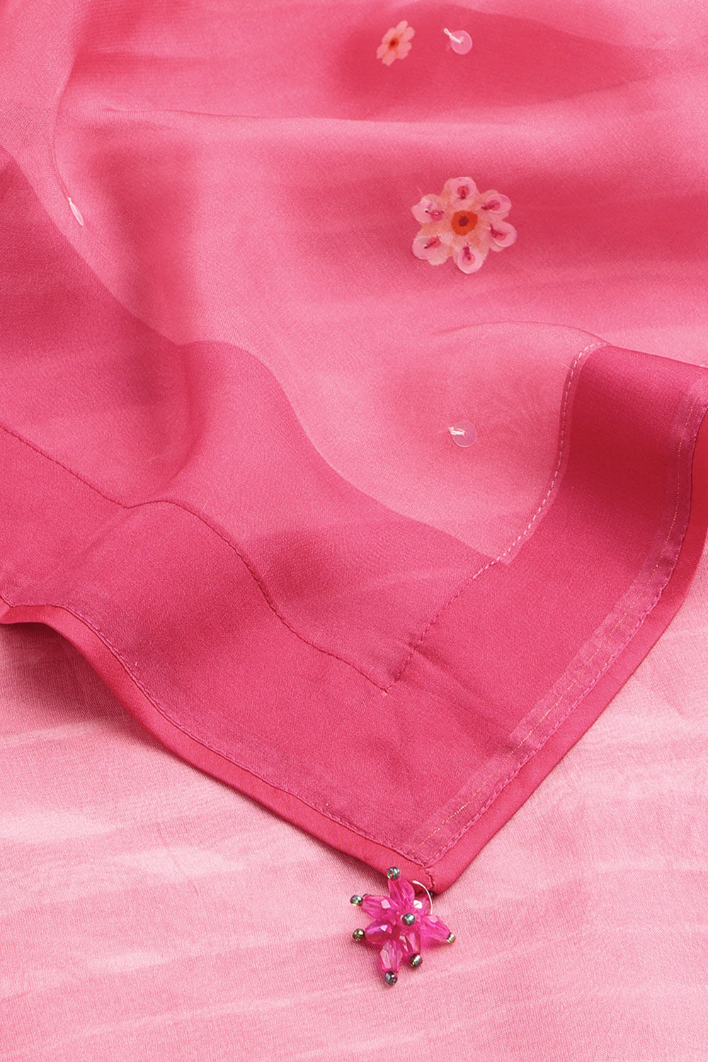 Pink Viscose Organza Embroidered Saree image number null
