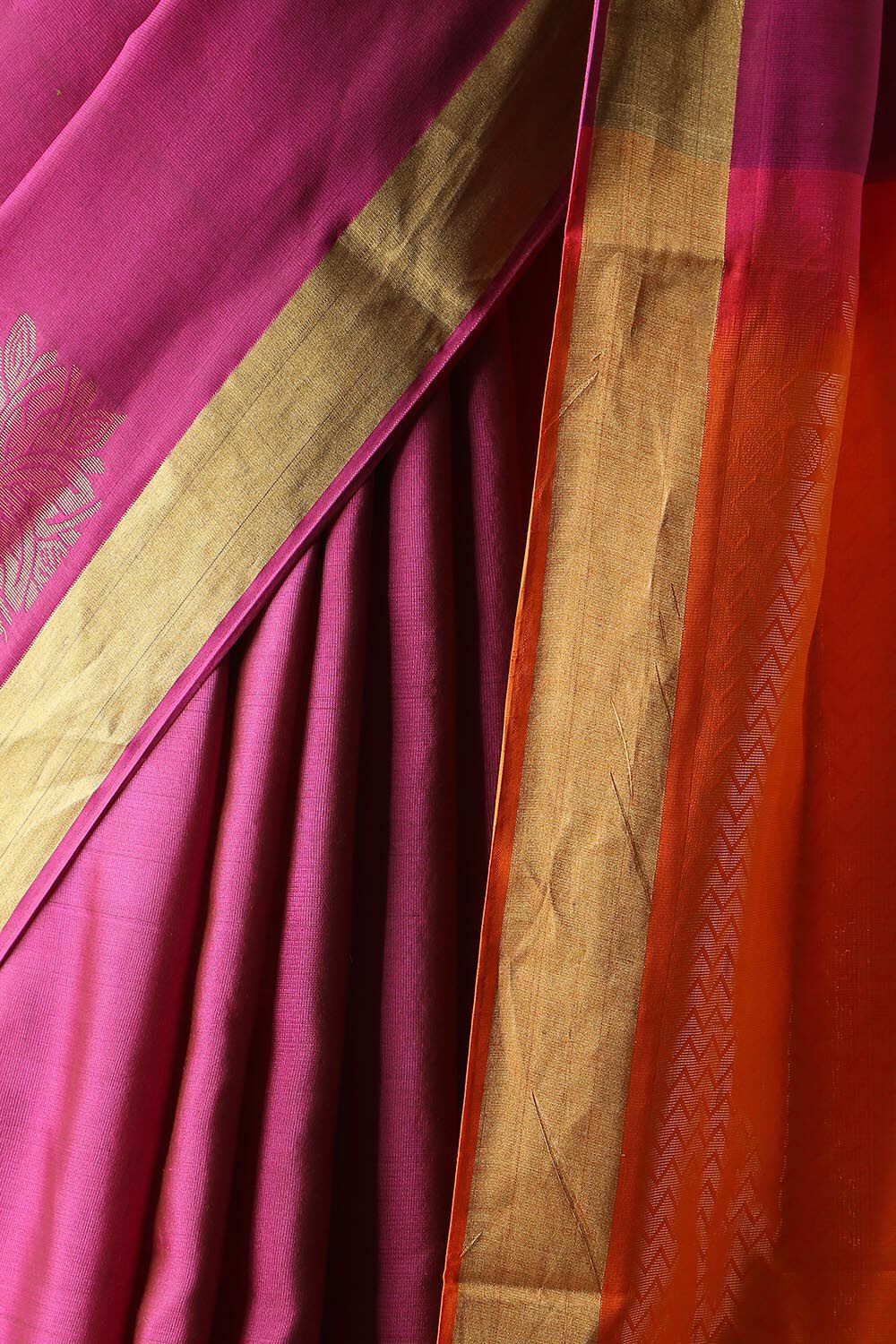 Purple Pure Silk Tencel South Saree image number null
