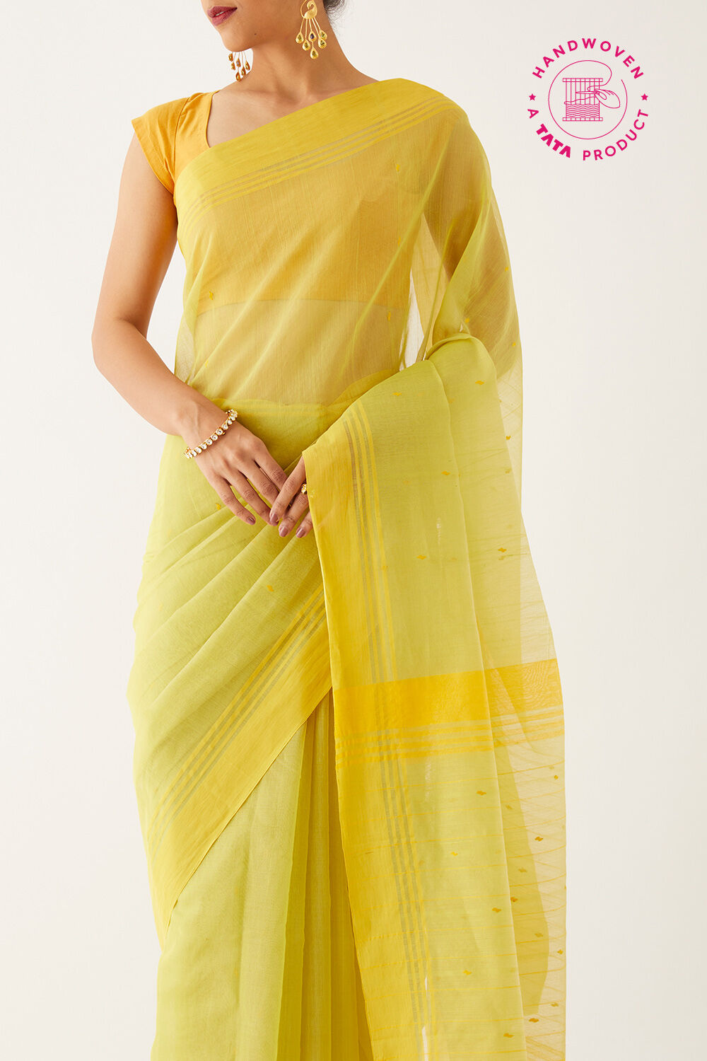 Light Green Pure Silk Cotton Chanderi Saree image number null