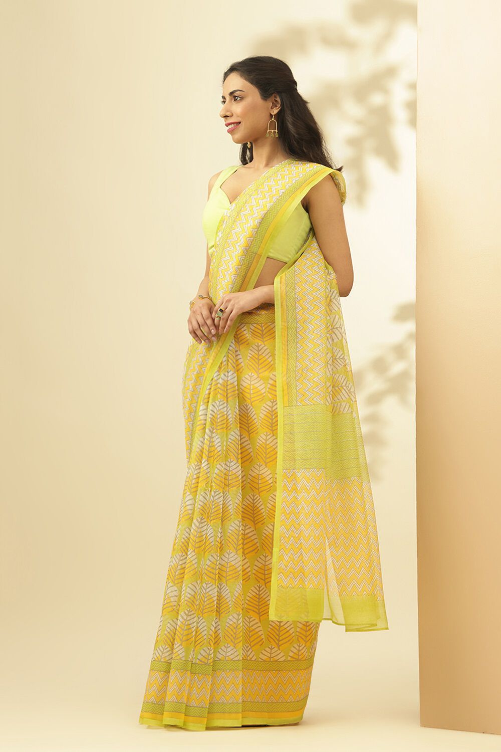 Green Screen printed Pure Silk Cotton Saree image number null