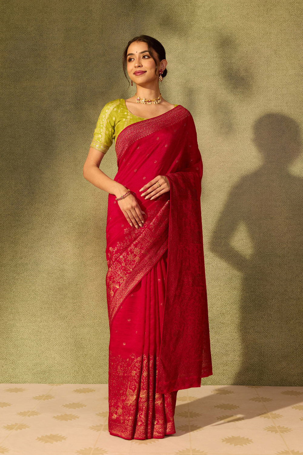 Dark Pink Pure Viscose Woven Saree image number null