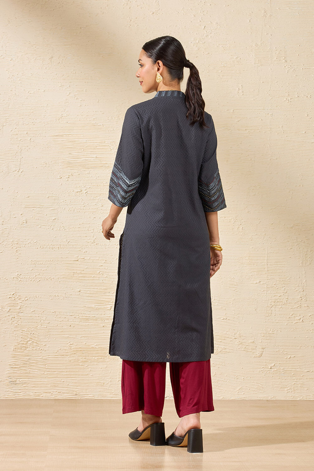 Black Pure Cotton Tie and Dye Shibori Kurta image number null