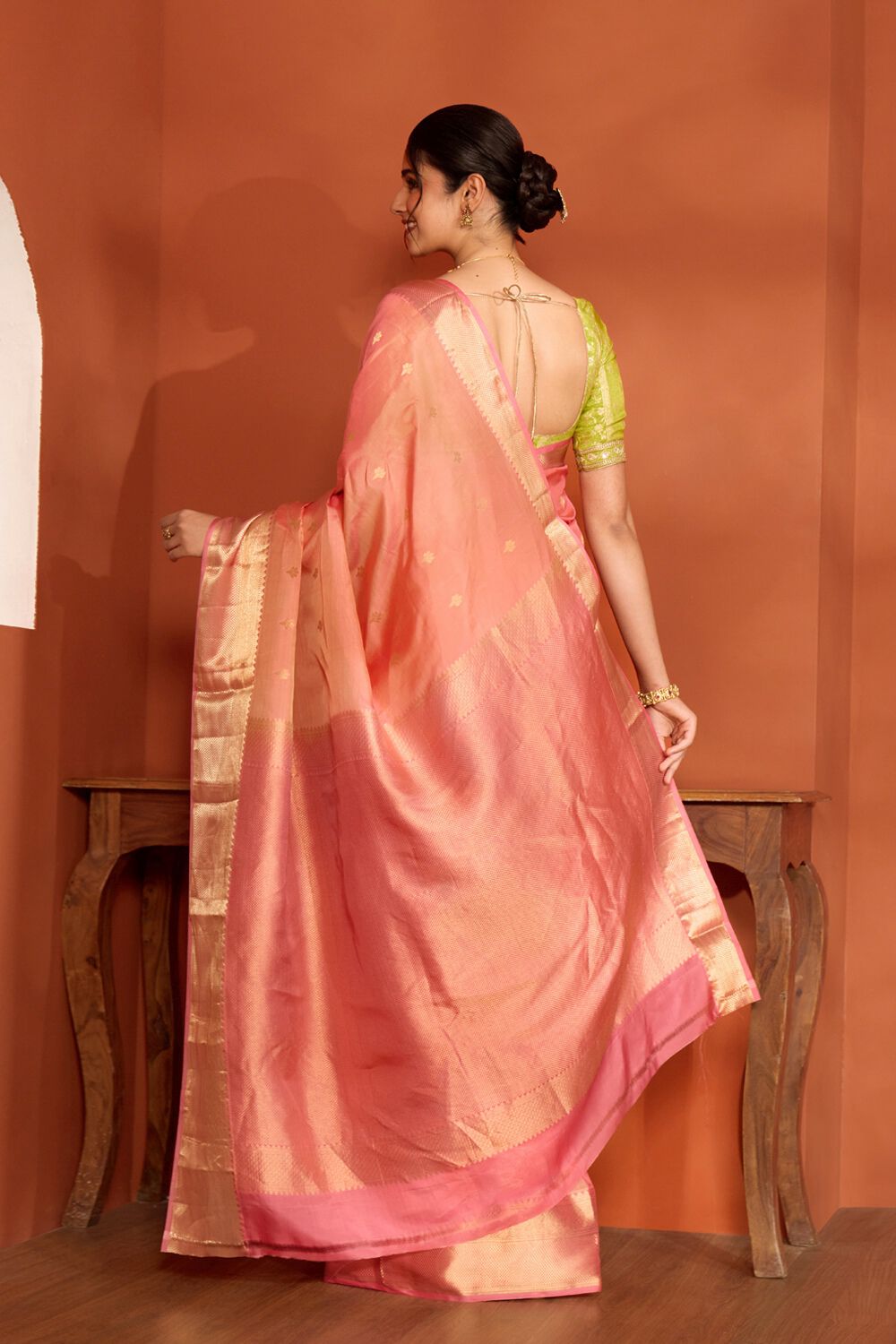 Light Orange Woven Apsara Silk Viscose Saree image number null