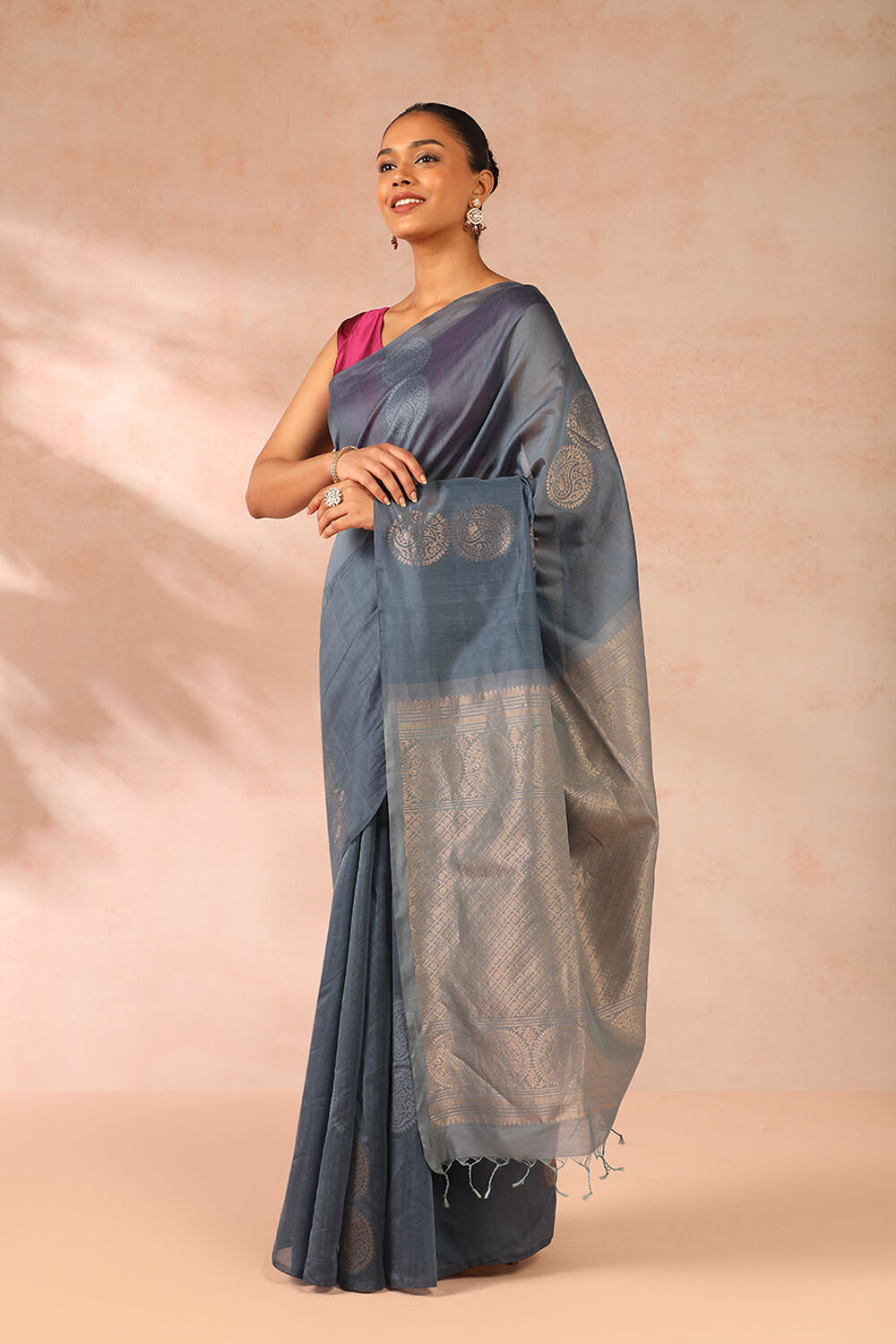 Dark Green Woven Pure Silk Cotton Saree image number null