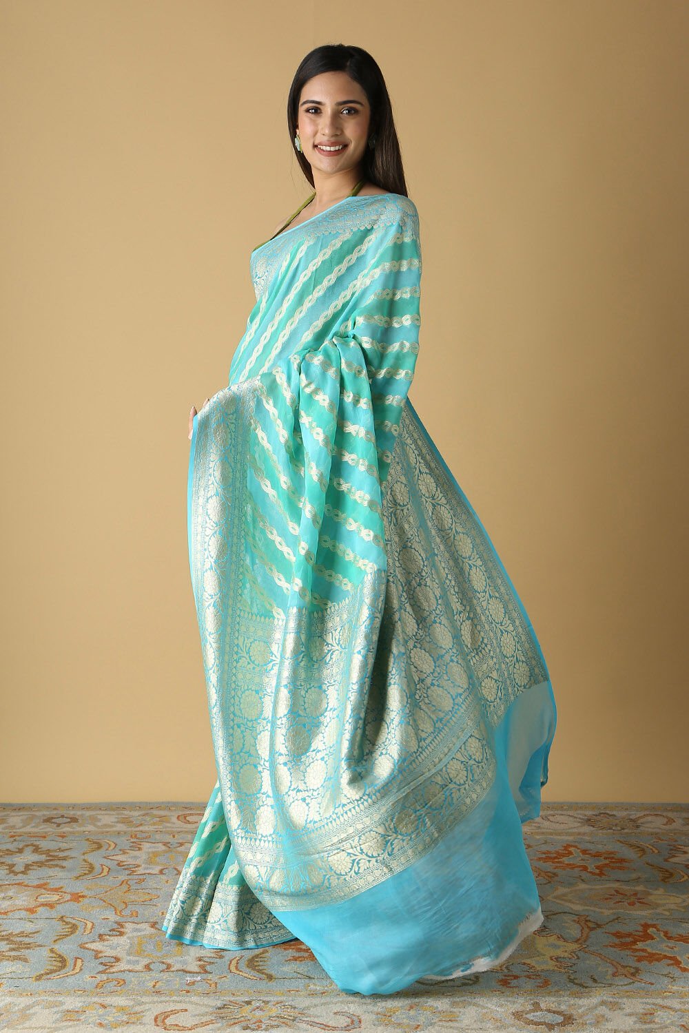 Light Pure Green Georgette Banarasi Saree image number null