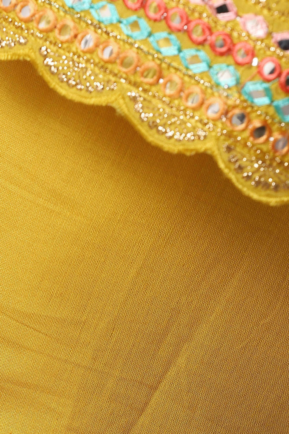 Yellow Viscose Embroidered Semistitched Suit Set image number null