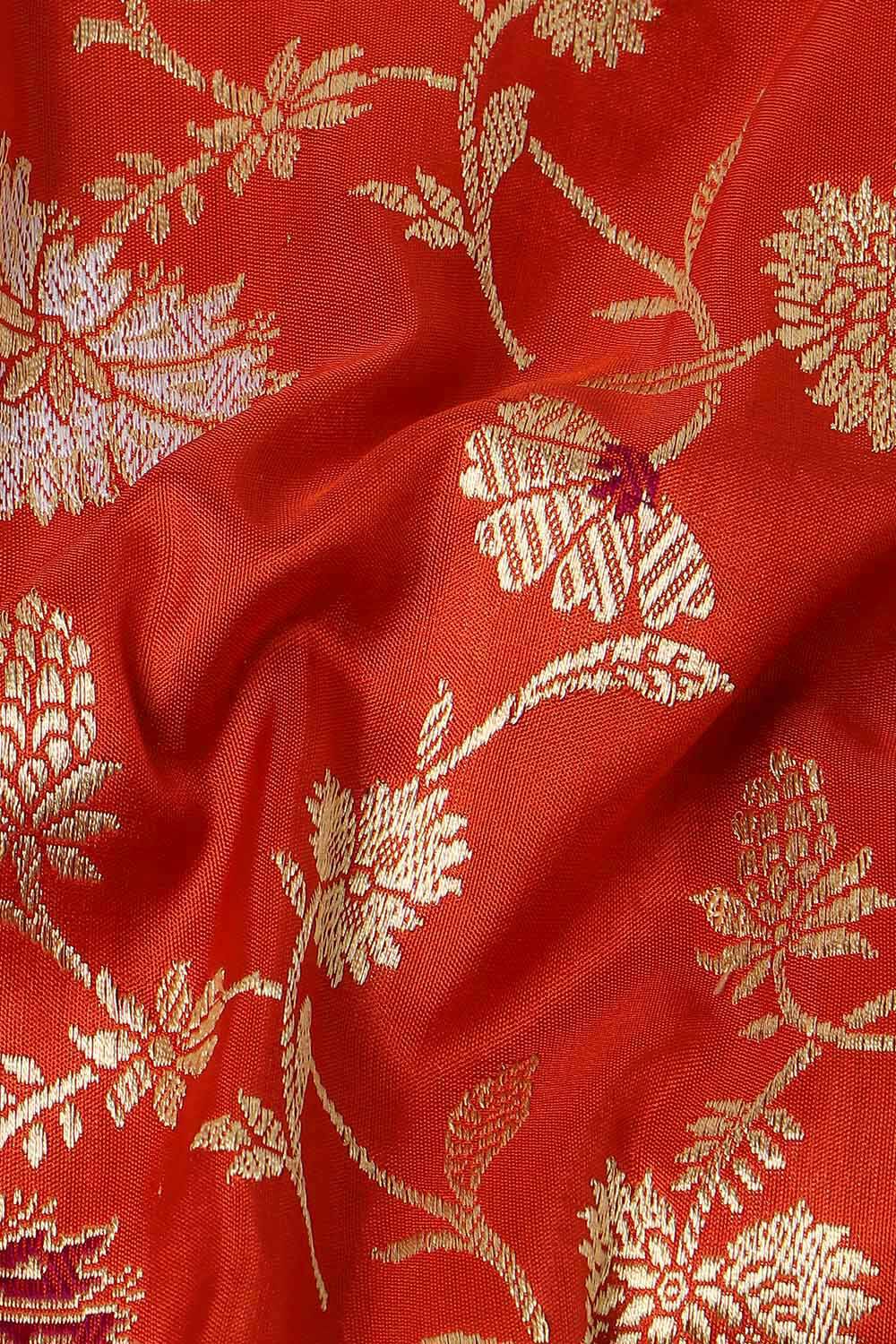 Dark Orange Pure Silk Banarasi Saree image number null