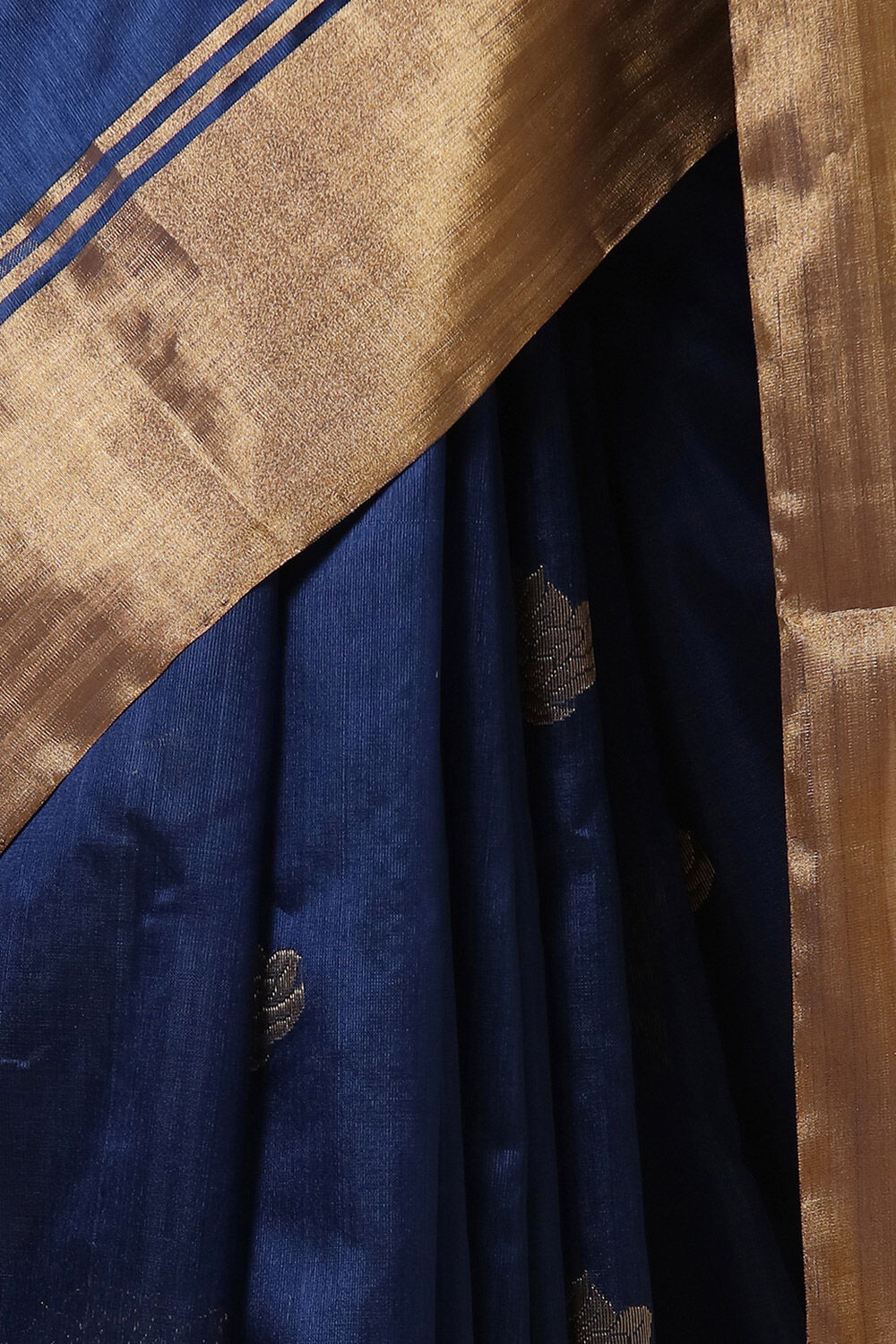 Dark Blue Pure Silk Chanderi Saree image number null