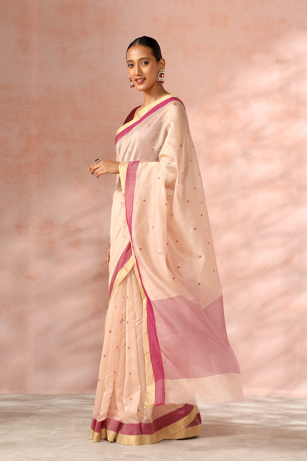 Brown Chanderi Pure Silk Cotton Woven Saree image number null
