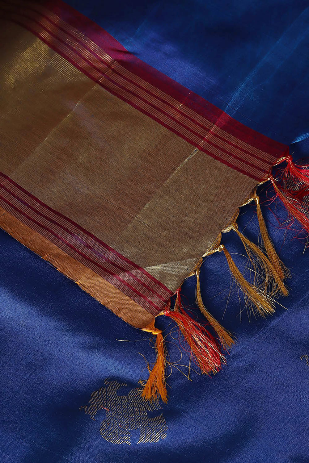 Dark Blue Pure Silk Kanjivaram Saree image number null