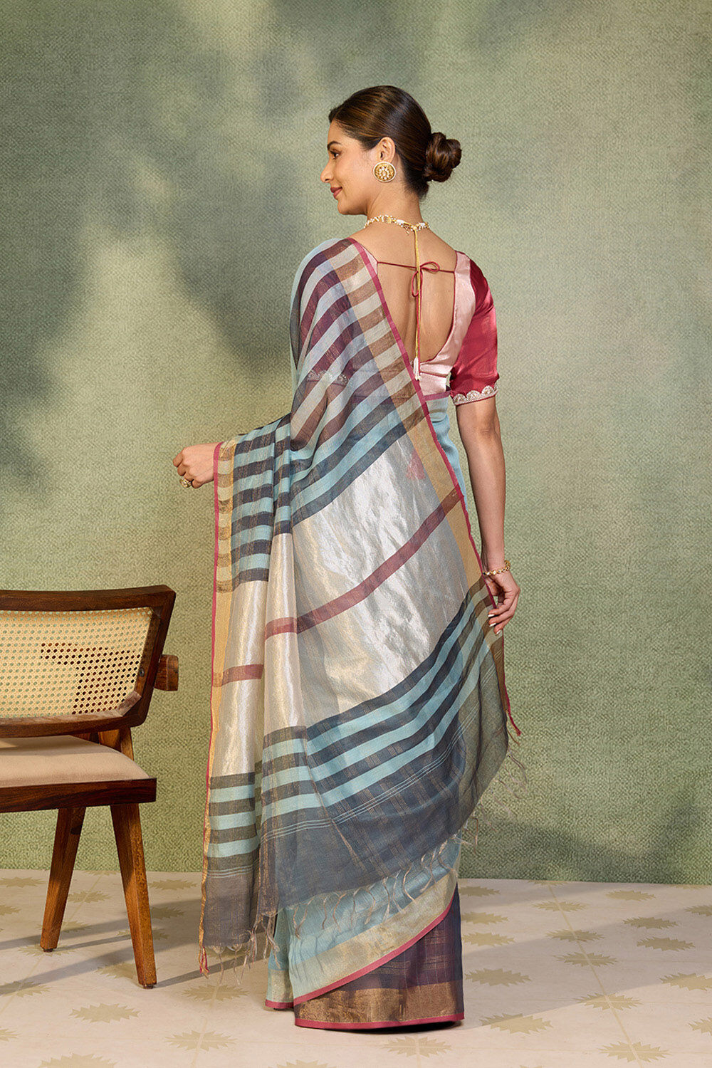 Light Blue Bhagalpur Woven Silk Viscose Saree image number null