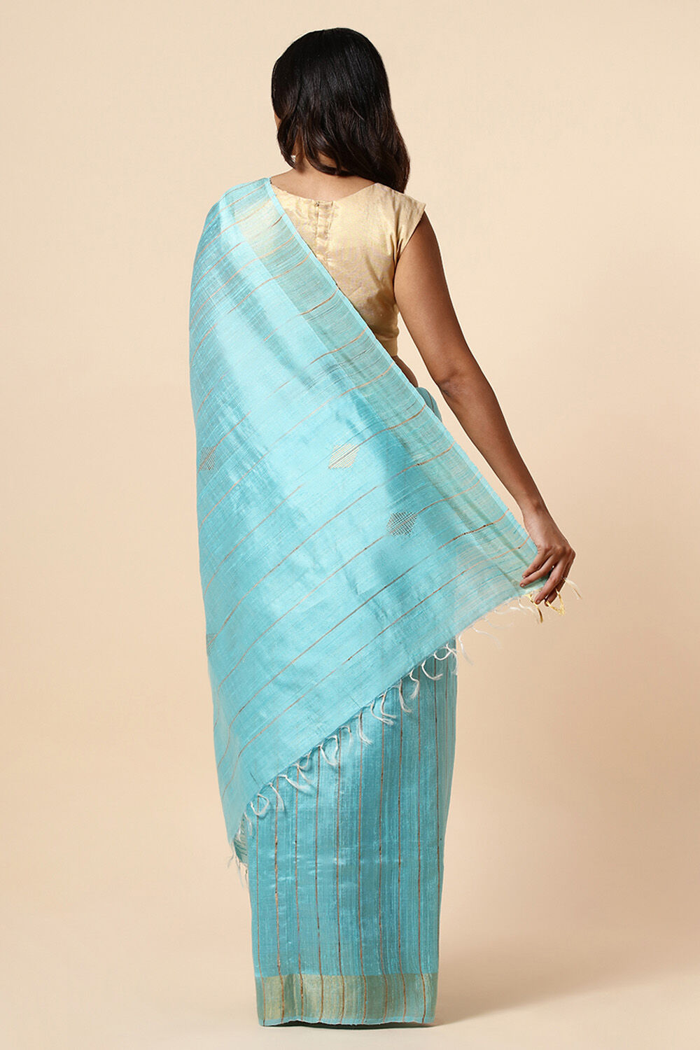 Light Blue Pure Khadi Silk Bhagalpuri Saree image number null