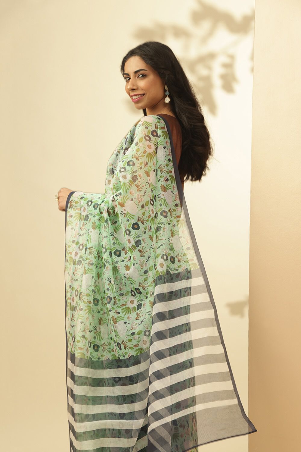 Light Green Screen printed Pure Silk Cotton Saree image number null